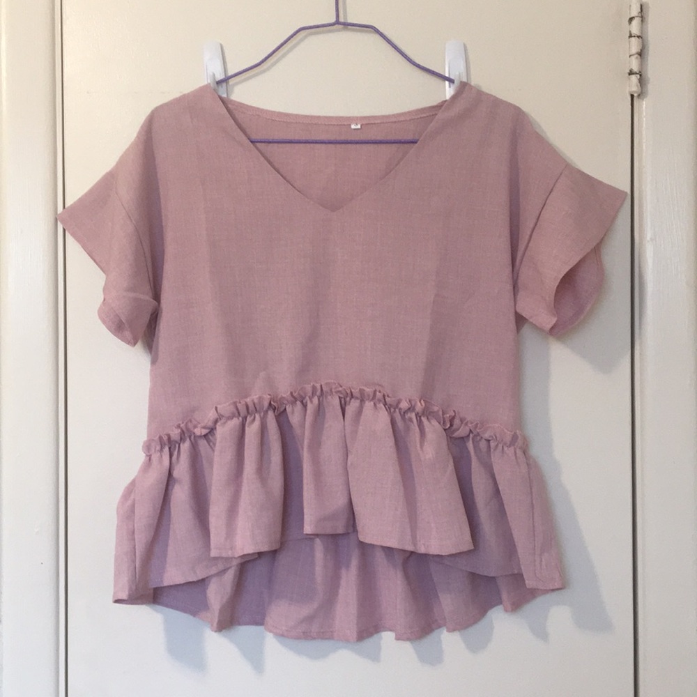 Pink Peplum Blouse — SHEIN